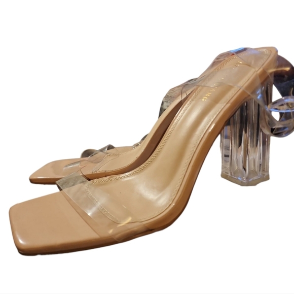 Y2K Azalea Wang Felicity Clear Baddie Strappy heel Open Toe Clear Block Heel 9 - Picture 9 of 10